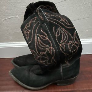 Women’s Frye Suede Black Cowboy Boots - Size 7.5